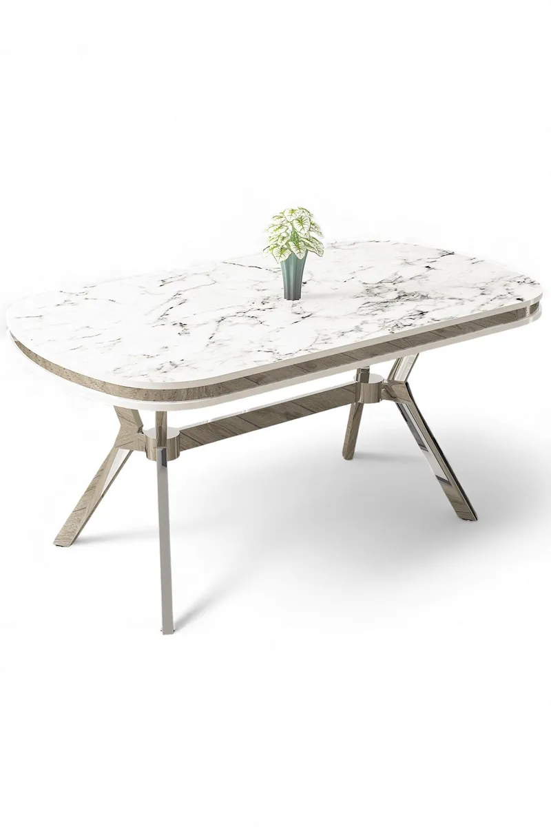 Spisebord Hanah Home Olya (168 x 75 x 90 cm) Hvit marmor krom, undefined