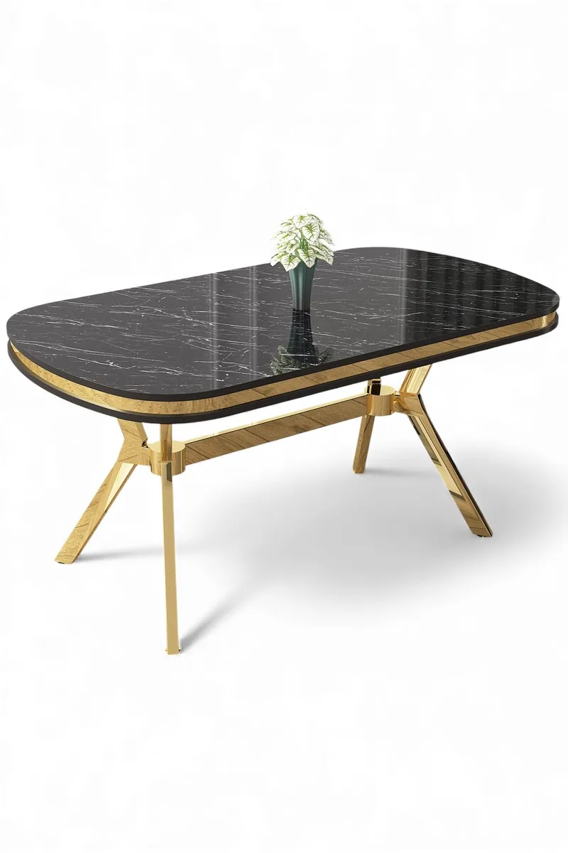 Spisebord Hanah Home Olya (168 x 75 x 90 cm) Svart marmor gull, undefined