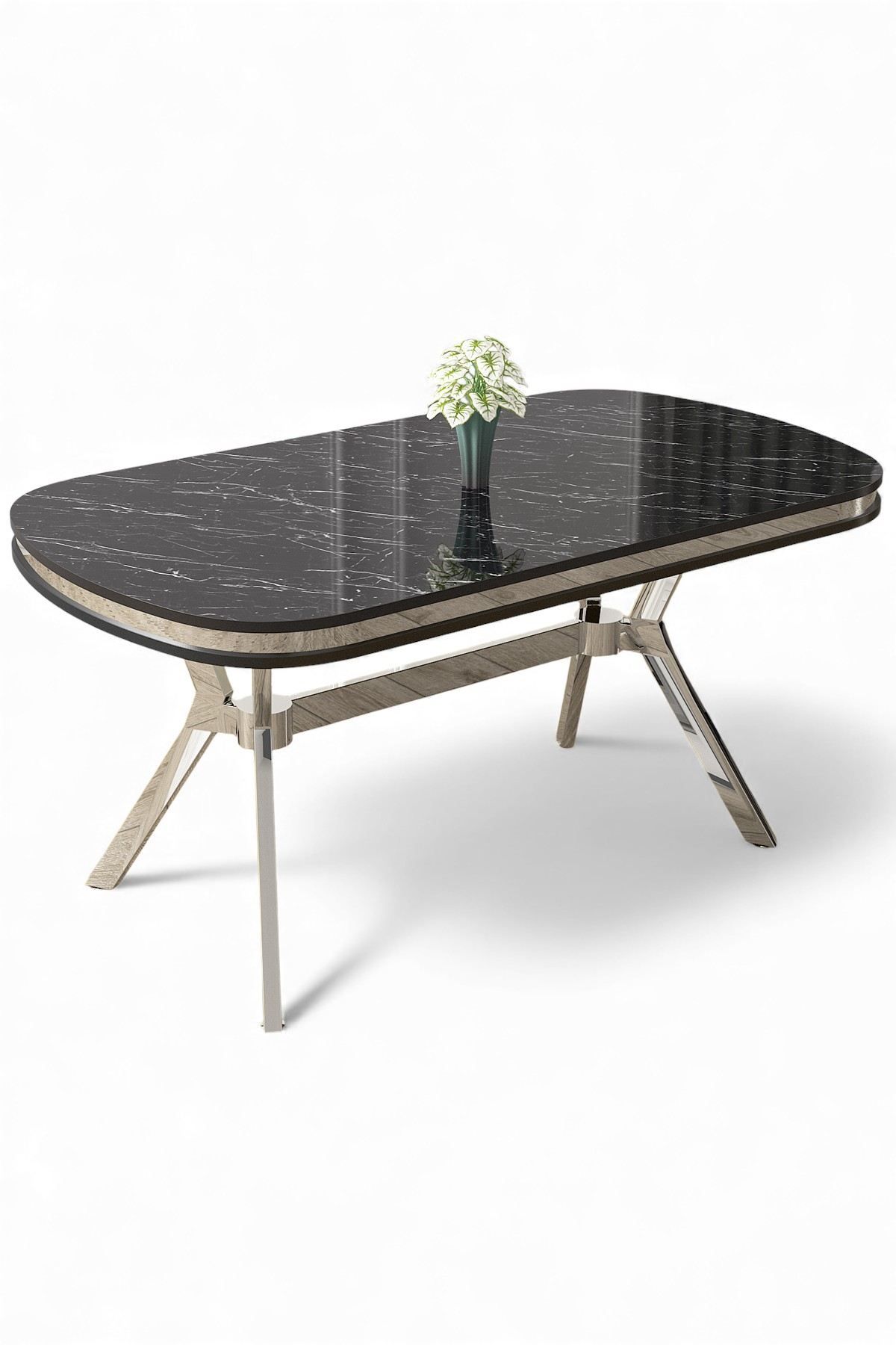 Spisebord Hanah Home Olya (168 x 75 x 90 cm) Svart marmor krom -