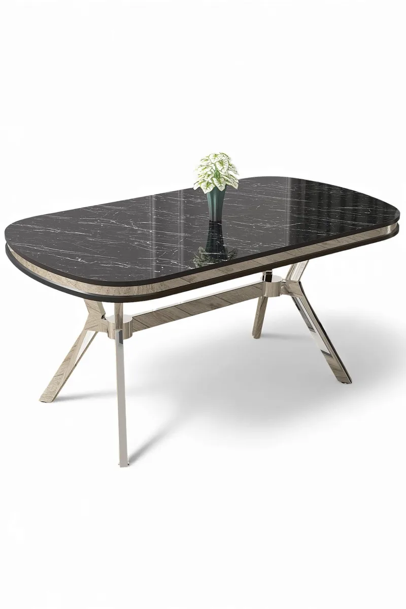 Spisebord Hanah Home Olya (168 x 75 x 90 cm) Svart marmor krom, undefined
