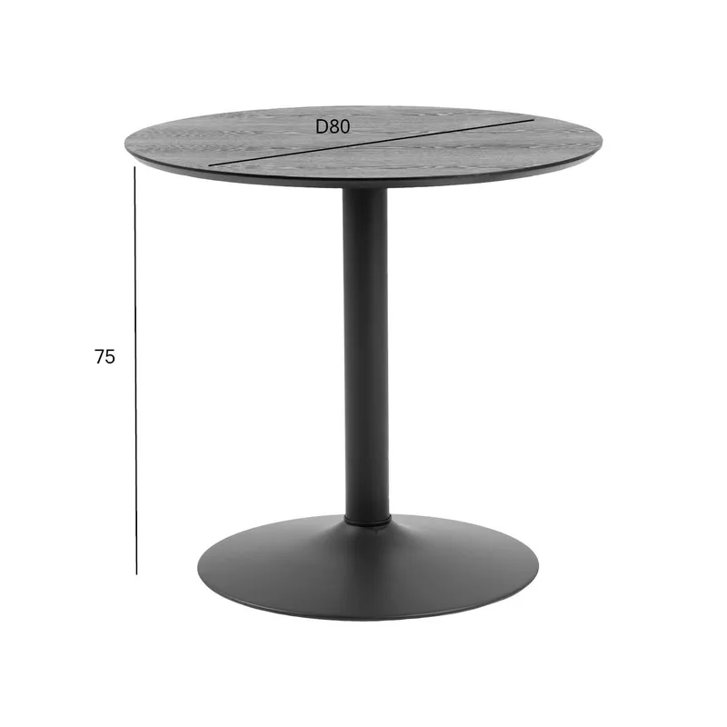 Spisebord HOME4YOU Ibiza svart 80x75 cm - Matt svart - Møbler - Bord - Spisebord & kjøkkenbord