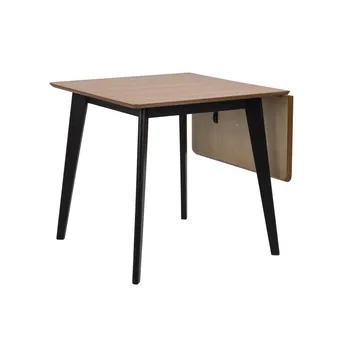 Spisebord HOME4YOU Roxby 80/120x80x76 cm Eik - Eik/svart - Møbler - Bord - Spisebord & kjøkkenbord