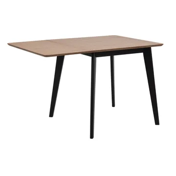 Spisebord HOME4YOU Roxby 80/120x80x76 cm Eik - Eik/svart - Møbler - Bord - Spisebord & kjøkkenbord
