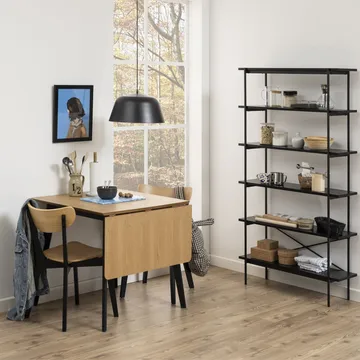 Spisebord HOME4YOU Roxby 80/120x80x76 cm Eik - Eik/svart - Møbler - Bord - Spisebord & kjøkkenbord