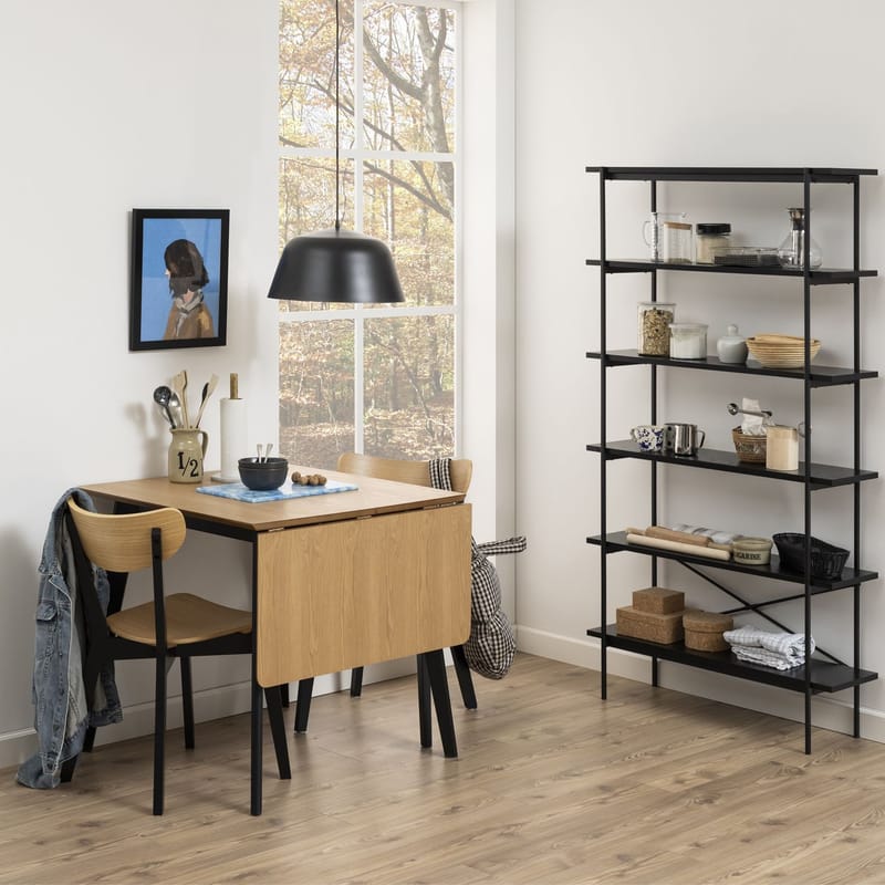 Spisebord HOME4YOU Roxby 80/120x80x76 cm Eik - Eik/svart - Møbler - Bord - Spisebord & kjøkkenbord