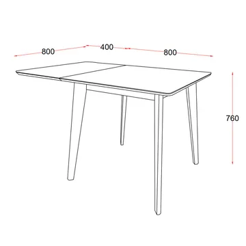 Spisebord HOME4YOU Roxby 80/120x80x76 cm Eik - Eik/svart - Møbler - Bord - Spisebord & kjøkkenbord