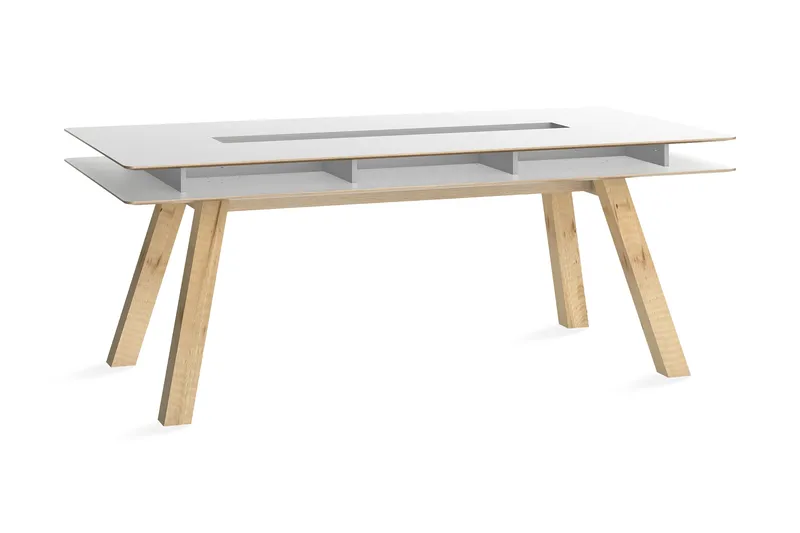 4You Rektangulært Spisebord 200x100 cm i Tre med Skuffer, Hvit