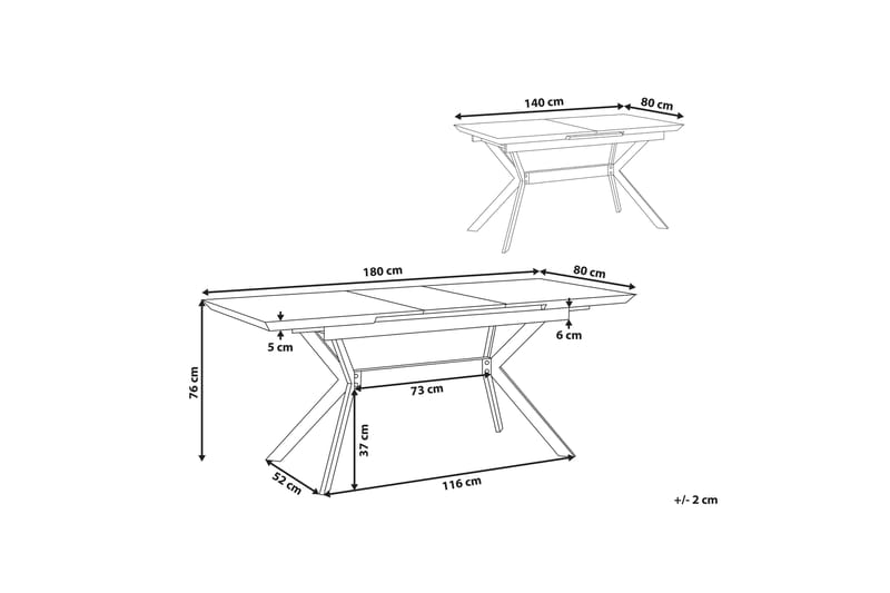 Abenson Spisebord 180 cm Sammenleggbart - Grå/Svart - Spisebord & kjøkkenbord - Sammenleggbart bord