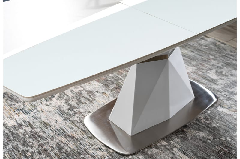 Alafia Forlengningsbart Spisebord 160 cm - Glass/Hvit Matt Lakk - Spisebord & kjøkkenbord