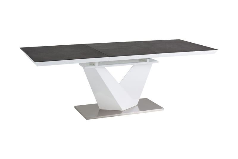 Alaras Forlengningsbart Spisebord 120 cm - Glass/Grå/Hvit - Spisebord & kjøkkenbord