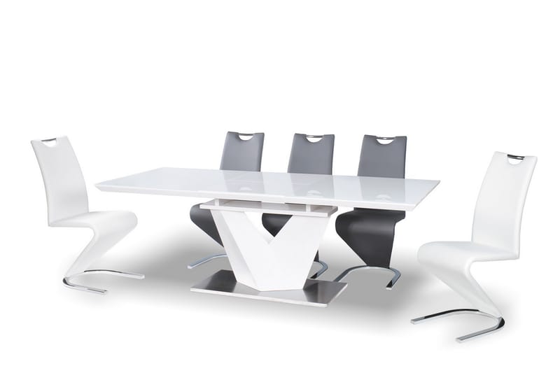 Alaras Spisebord 160 cm - Glass/Hvit - Spisebord & kjøkkenbord