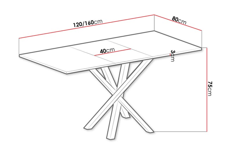 Aldbrough Forlengningsbart Spisebord 160 cm - Svart - Spisebord & kjøkkenbord