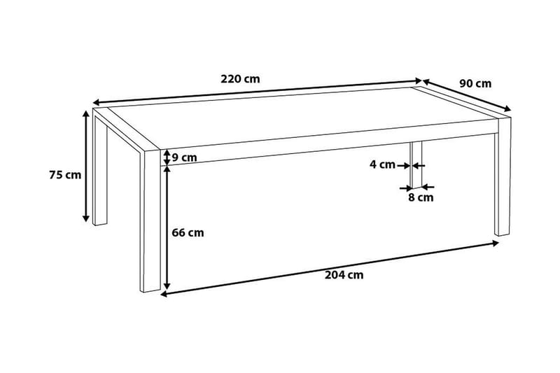 Arctic Spisebord 220 cm - Hvit - Møbler - Bord - Spisebord & kjøkkenbord