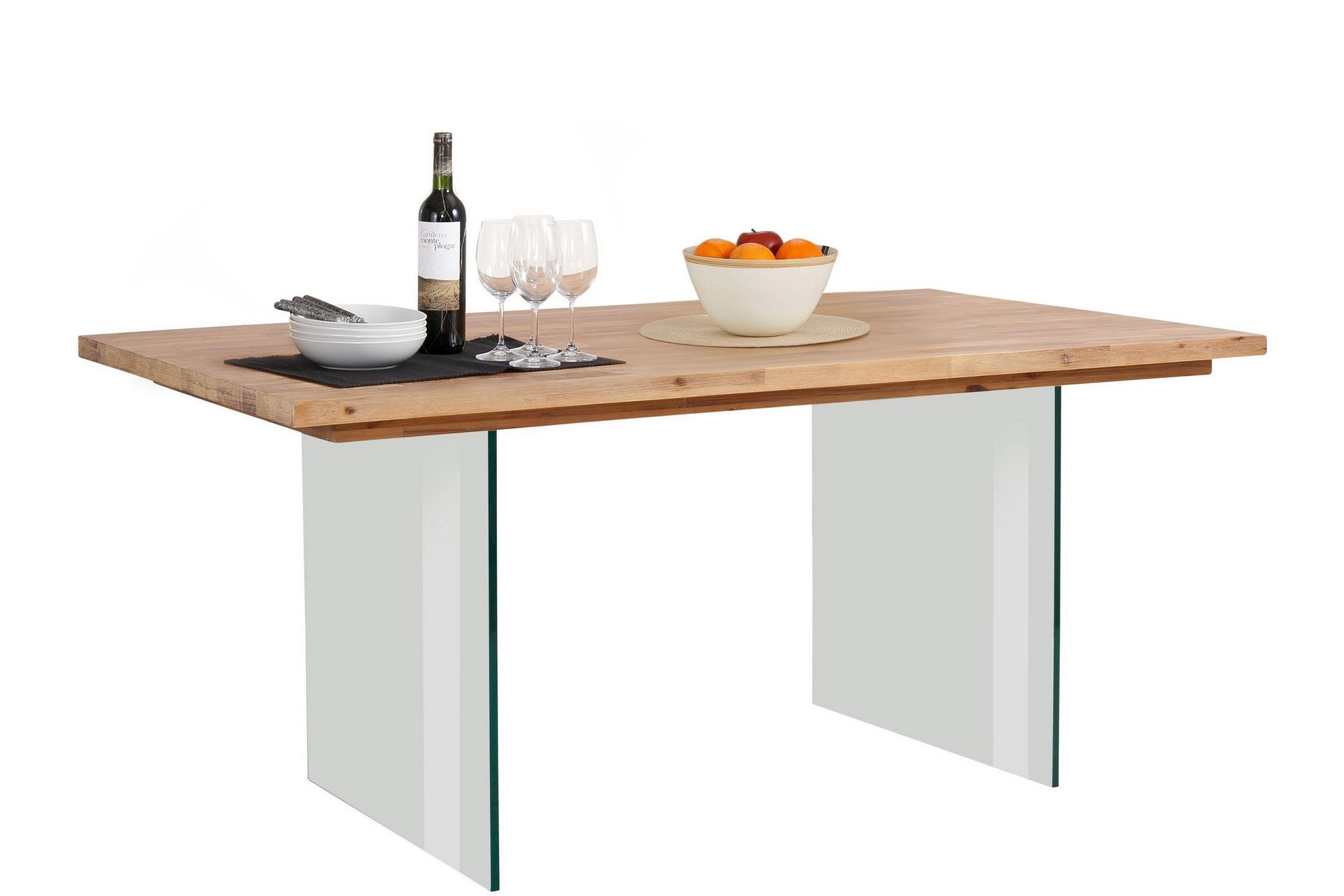 Arnau Spisebord 180 cm Glass - Akasie Beige - Møbler - Bord - Spisebord & kjøkkenbord