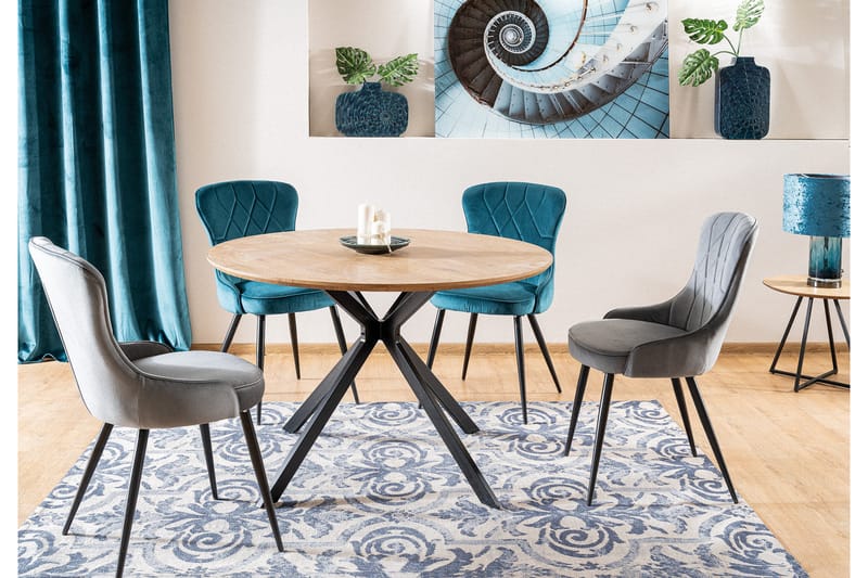 Astera Spisebord 120 cm Rundt - Eik/Svart - Møbler - Bord - Spisebord & kjøkkenbord