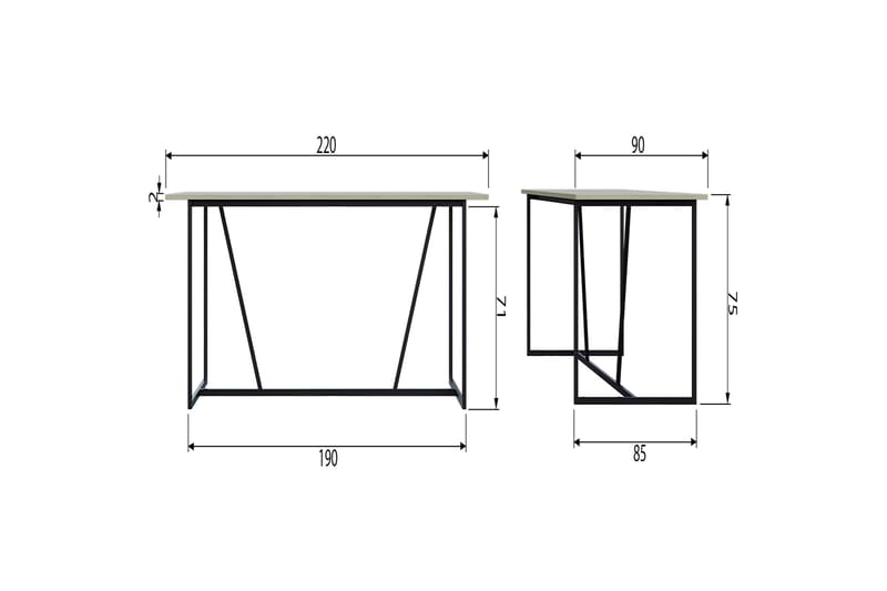 Atila Spisebord 220 cm - Beige - Spisebord & kjøkkenbord