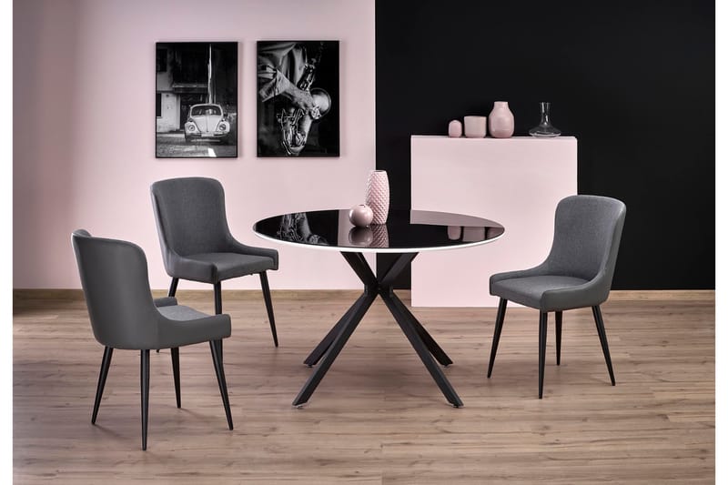 Avelar Spisebord 120 cm Rundt - Svart/Hvit - Spisebord & kjøkkenbord