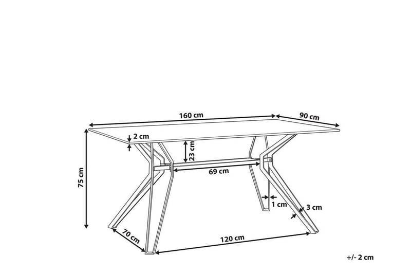 Ballina Spisebord 160 cm - Hvit / Svart - Møbler - Bord - Spisebord & kjøkkenbord
