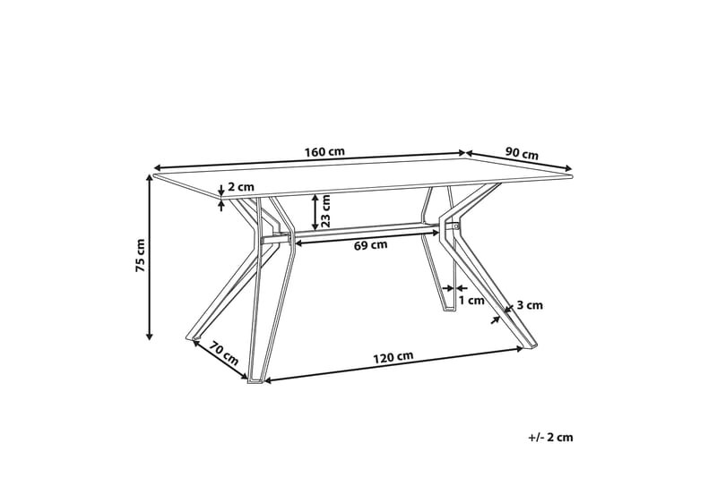 Ballina Spisebord 160 cm - Hvit / Svart - Møbler - Bord - Spisebord & kjøkkenbord