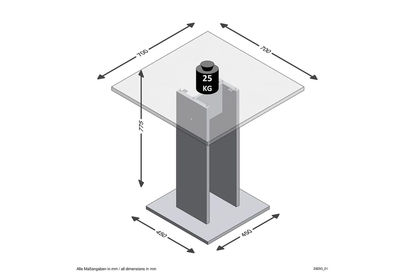 Bandol Lite Kvadratisk Spisebord 70 cm med Betonglook - Betonggrå - Møbler - Bord - Spisebord & kjøkkenbord