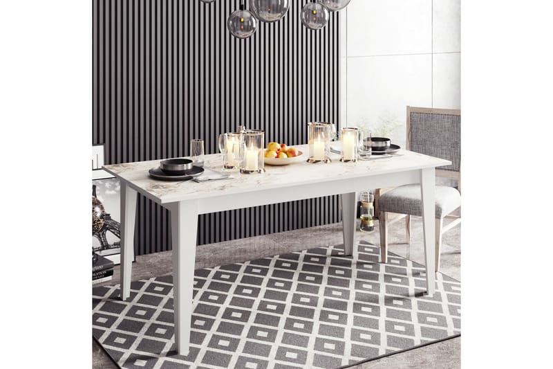 Bascle Spisebord 180 cm - Hvit - Møbler - Bord - Spisebord & kjøkkenbord