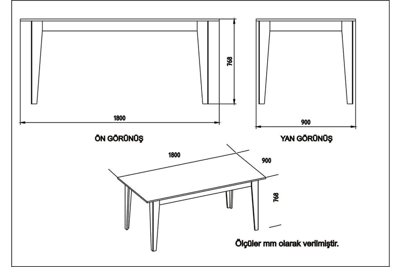 Bascle Spisebord 180 cm - Hvit - Møbler - Bord - Spisebord & kjøkkenbord