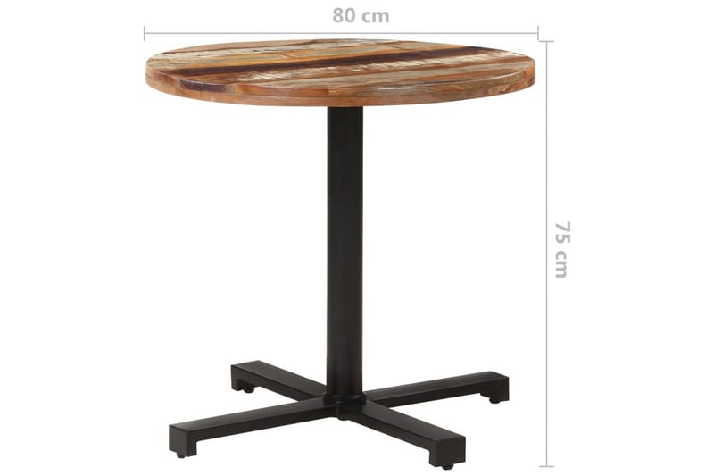 Bistrobord rundt Ø80x75 cm gjenvunnet heltre - Brun - Spisebord & kjøkkenbord