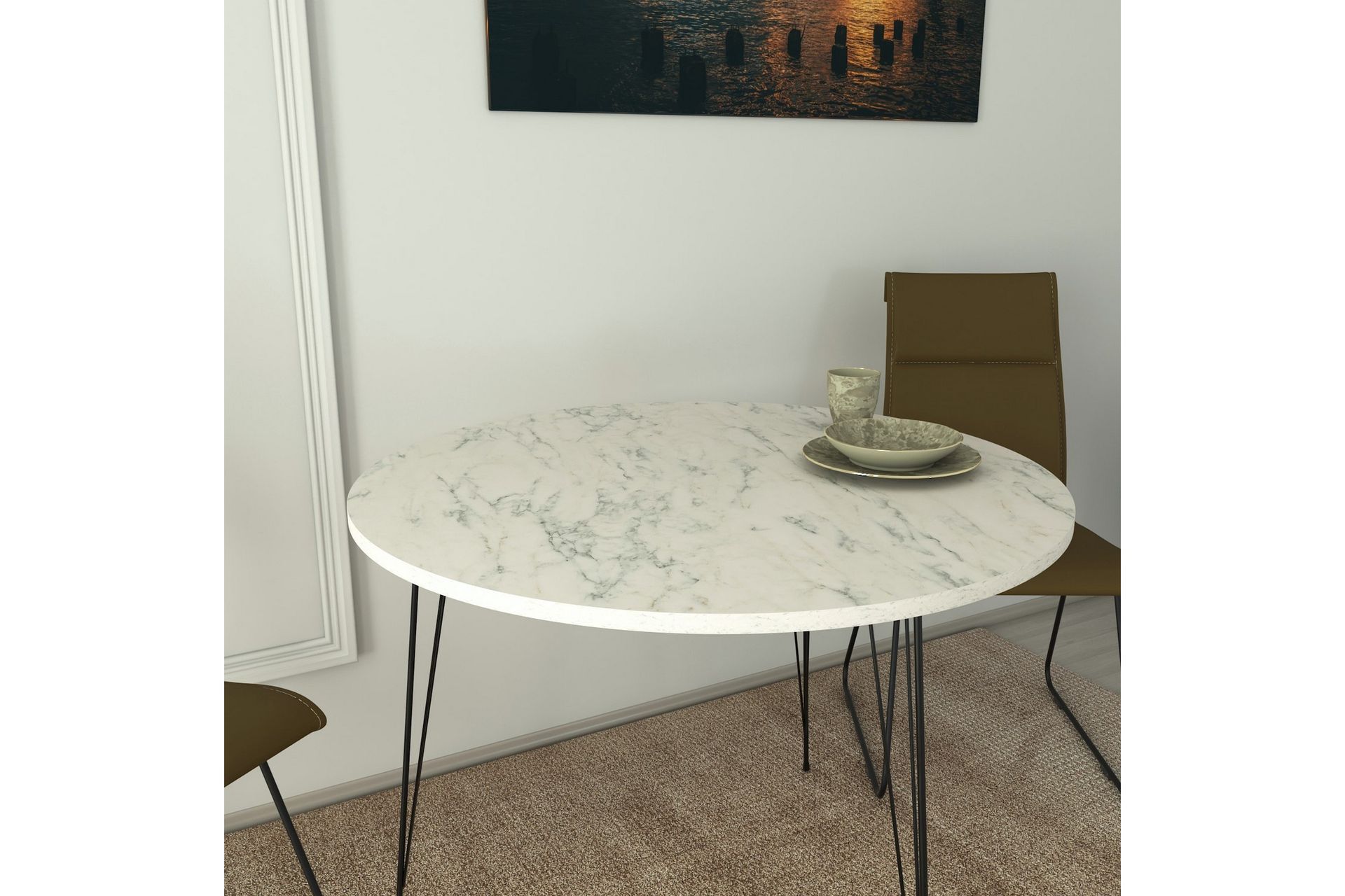 Bonnick Bord 90 cm - Svart / Hvit - Møbler - Bord - Spisebord & kjøkkenbord