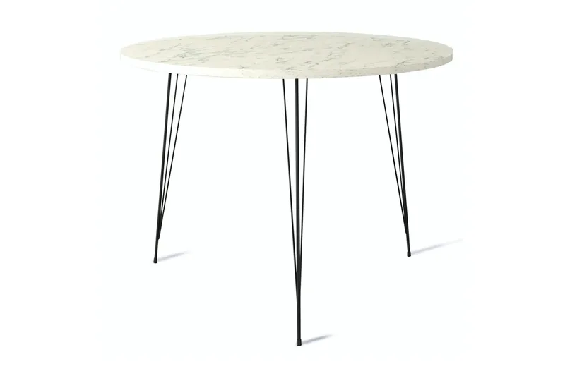 Bonnick Lite Rundt Bord 90 cm med Eik- og Marmorutseende, Svart/Hvit