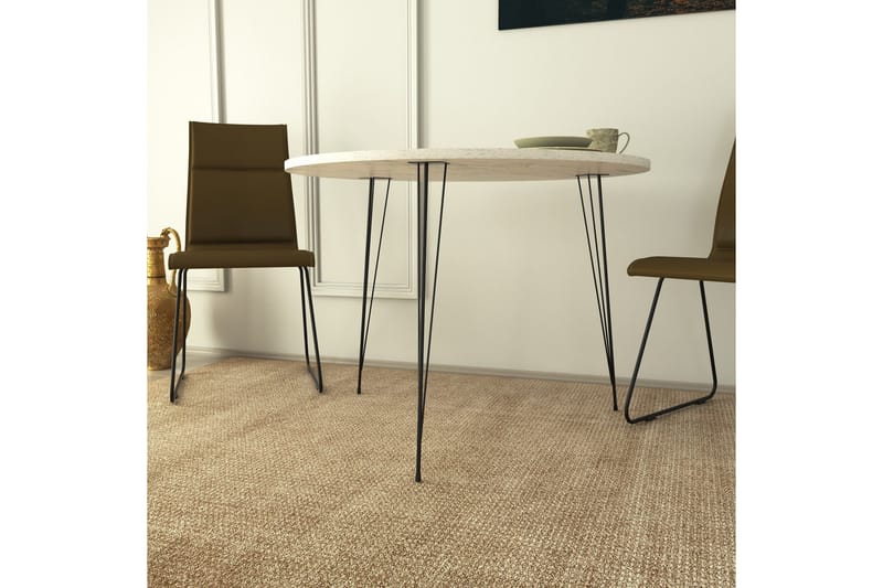Bonnick Lite Rundt Bord 90 cm med Eik- og Marmorutseende - Svart/Hvit - Møbler - Bord - Spisebord & kjøkkenbord