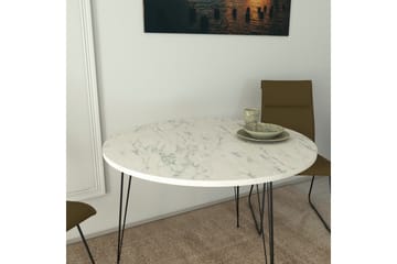 Bonnick Lite Rundt Bord 90 cm med Eik- og Marmorutseende - Svart/Hvit - Møbler - Bord - Spisebord & kjøkkenbord