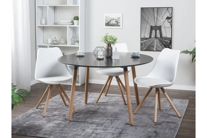 Bovio Rundt Spisebord 120 cm i Tre, Svart