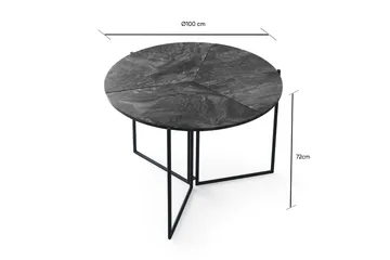 Buluca Rundt Spisebord 100 cm i Tre med Marmor- og Metallutseende - Mørkegrå - Møbler - Bord - Spisebord & kjøkkenbord