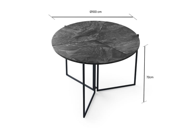 Buluca Rundt Spisebord 100 cm i Tre med Marmor- og Metallutseende - Mørkegrå - Møbler - Bord - Spisebord & kjøkkenbord