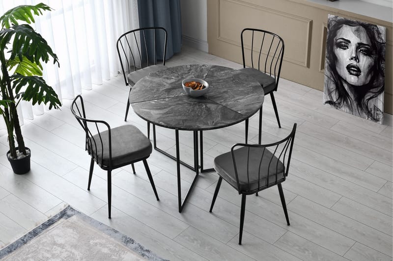Buluca Spisebord 100 cm - Antrasitt - Spisebord & kjøkkenbord