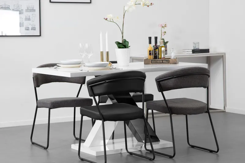 Cesi Rektangulært Spisebord 140 cm i Malt Tre - Hvit / Svart - Møbler - Bord - Spisebord & kjøkkenbord