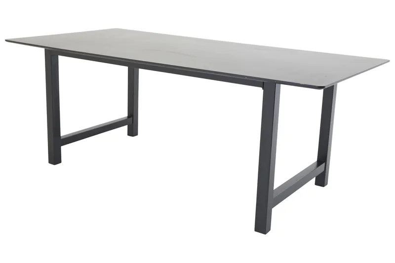 Count Stort Rektangulært Spisebord 220 cm med Mørkt Tre- og Metallutseende, Svart
