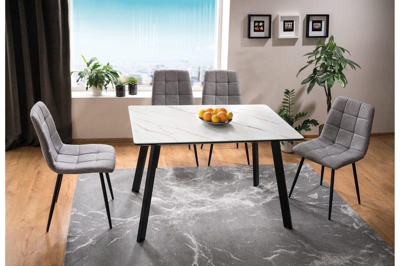 Cowra Spisebord 120 cm - Glass/Hvit/Svart - Spisebord & kjøkkenbord