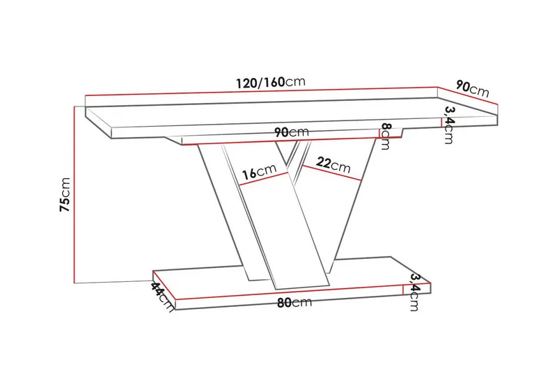 Denogal Matbord 90 cm Black high gloss - Møbler - Bord - Spisebord & kjøkkenbord