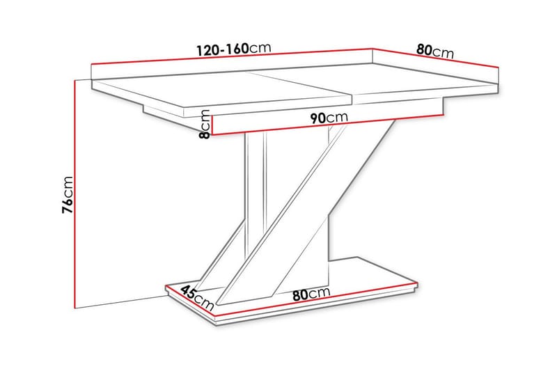 Denogal Spisebord 80 cm - Sort høyglans - Møbler - Bord - Spisebord & kjøkkenbord