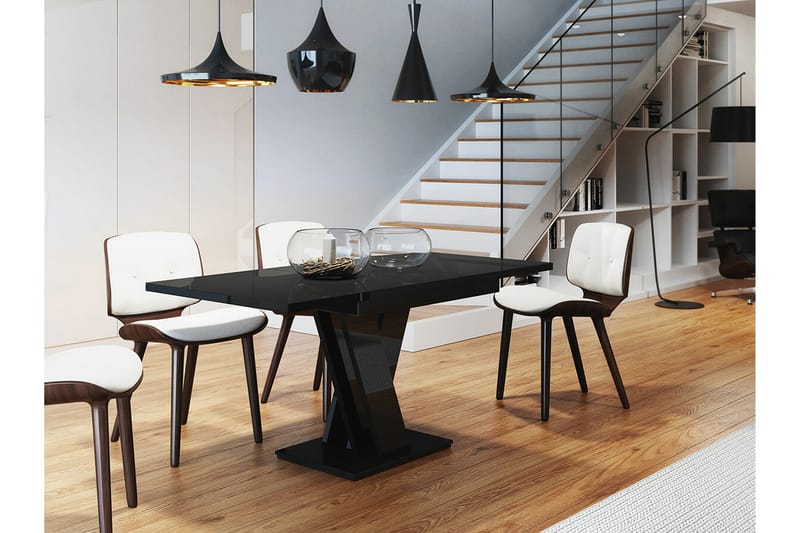Denogal Spisebord 80 cm - Sort høyglans - Møbler - Bord - Spisebord & kjøkkenbord