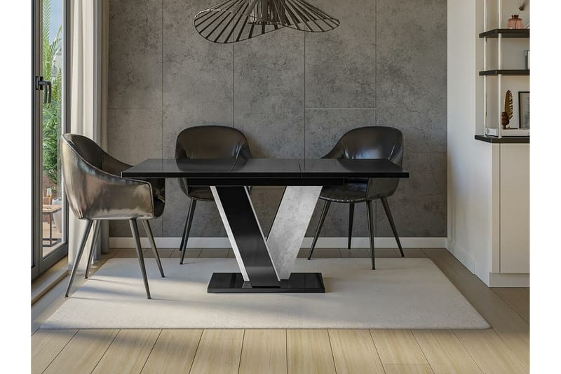 Denogal Spisebord 90 cm - Sort høyglans - Møbler - Bord - Spisebord & kjøkkenbord