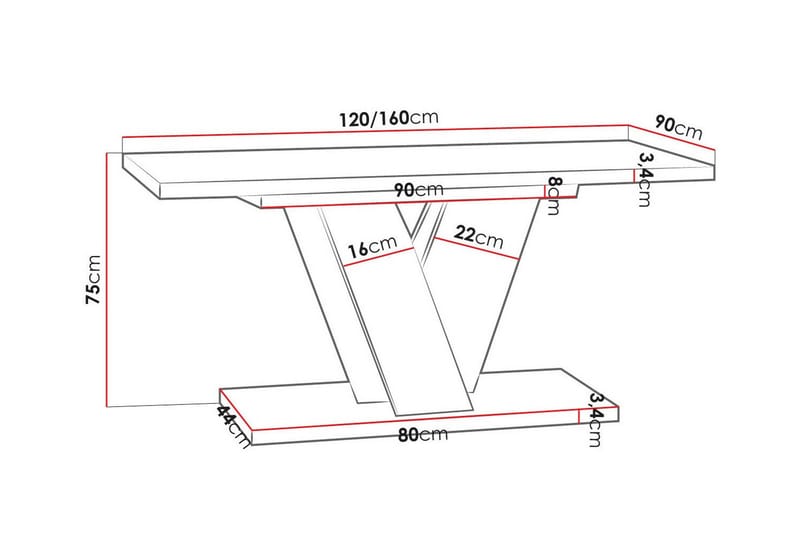 Denogal Spisebord 90 cm - Sort høyglans - Møbler - Bord - Spisebord & kjøkkenbord