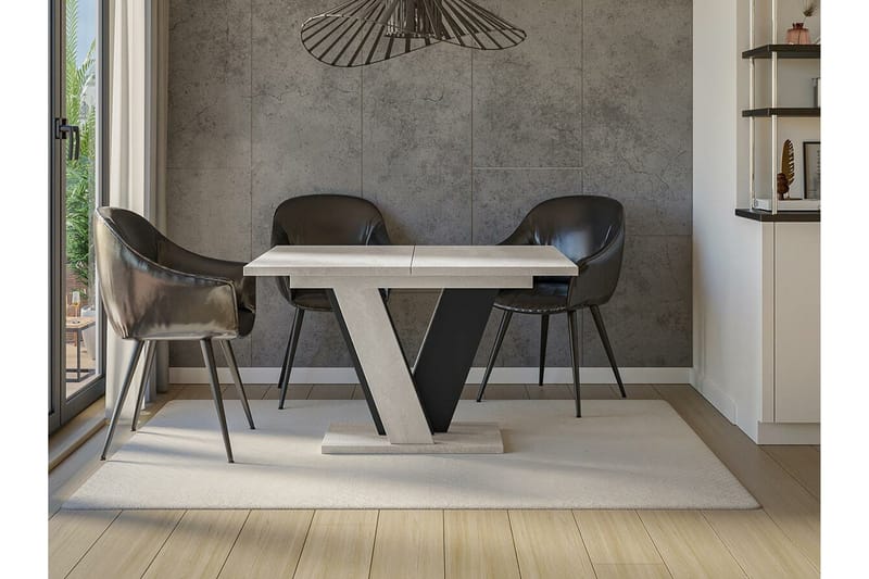 Denogal Uttrekkbart Rektangulært Spisebord 120 cm med Betonglook - Lysegrå - Møbler - Bord - Spisebord & kjøkkenbord