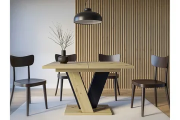 Denogal Uttrekkbart Rektangulært Spisebord 120 cm med Tre- og Eikeutseende - Svart - Møbler - Bord - Spisebord & kjøkkenbord