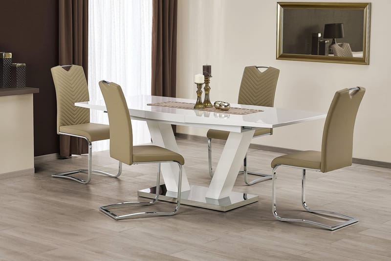 Dubrey Forlengningsbart Spisebord 160 cm - Hvit - Spisebord & kjøkkenbord