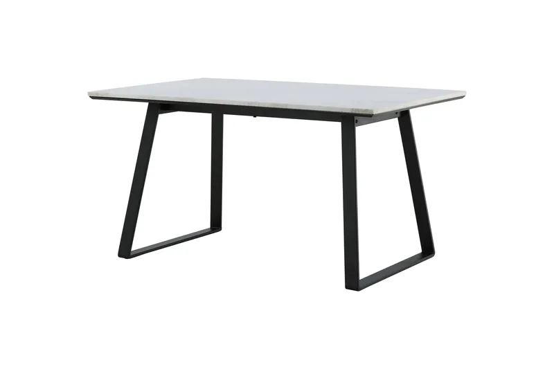 Estelle Rektangulært Spisebord 140 cm med Marmorplate og Metallutseende, Hvit