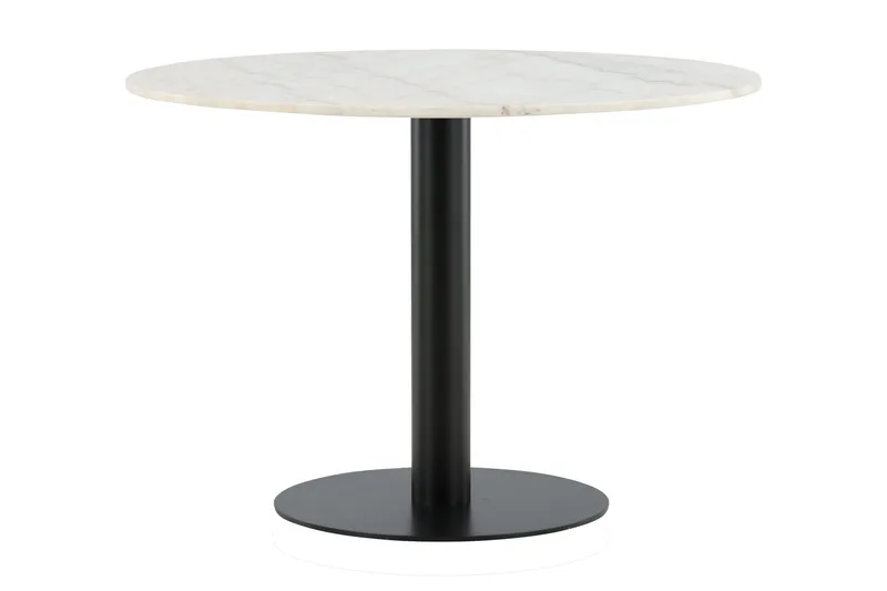 Estelle Spisebord 106 cm Rundt Marmor, Hvit/Svart