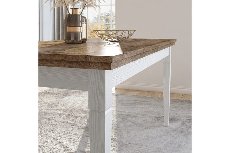 Forlengningsbar Uttrekkbart spisebord 160 cm - Hvit/Natur - Møbler - Bord - Spisebord & kjøkkenbord