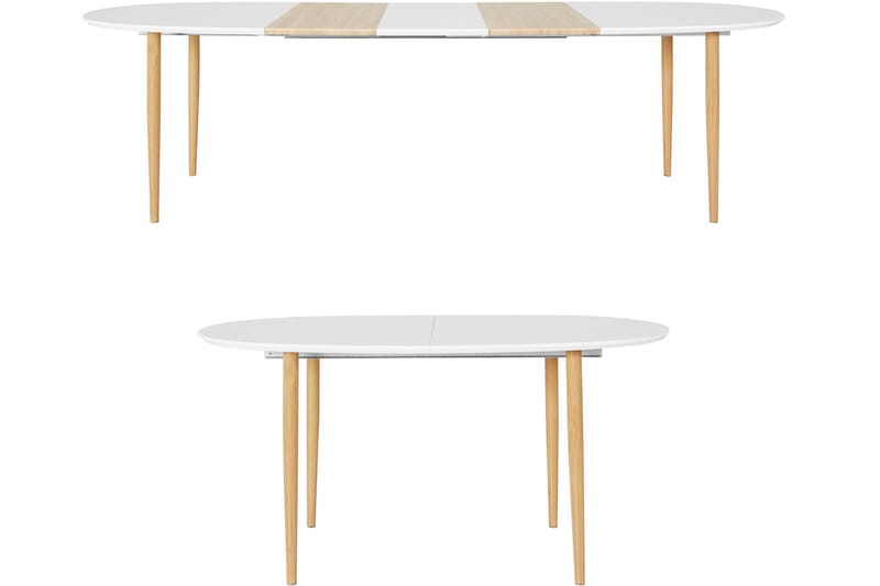 Gaeta Spisebord Ovalt 160 cm - Hvit/Natur - Møbler - Bord - Spisebord & kjøkkenbord